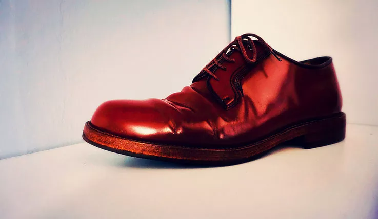 Herrenschuh Leder braun glänzend nach der Reparatur