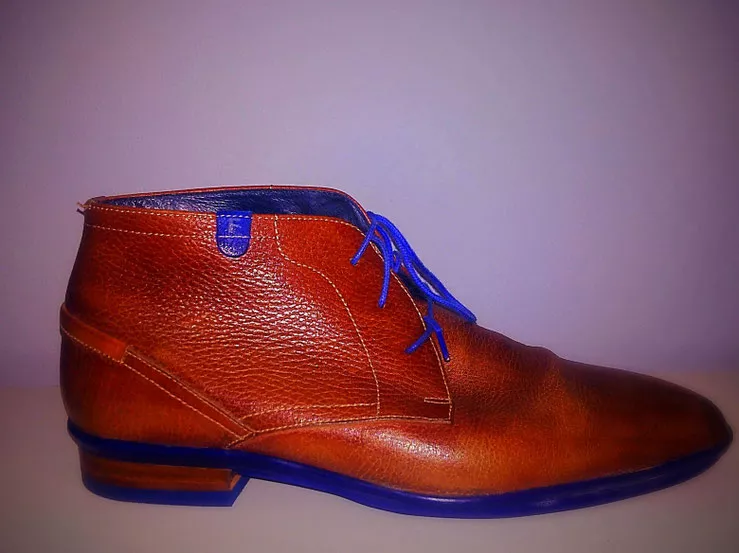 Leder Herrenstiefel mit optionalem Absatz in blau