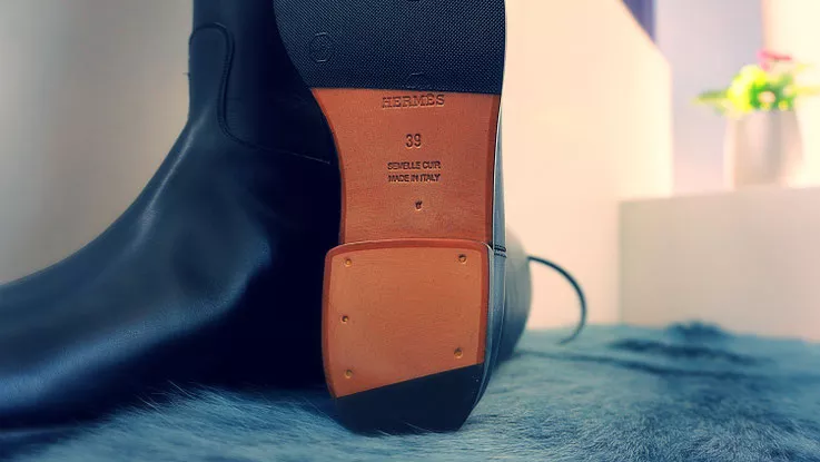 wunderschöner Hermès Damenstiefel Leder schwarz nach Modifikation auf Kundenwunsch